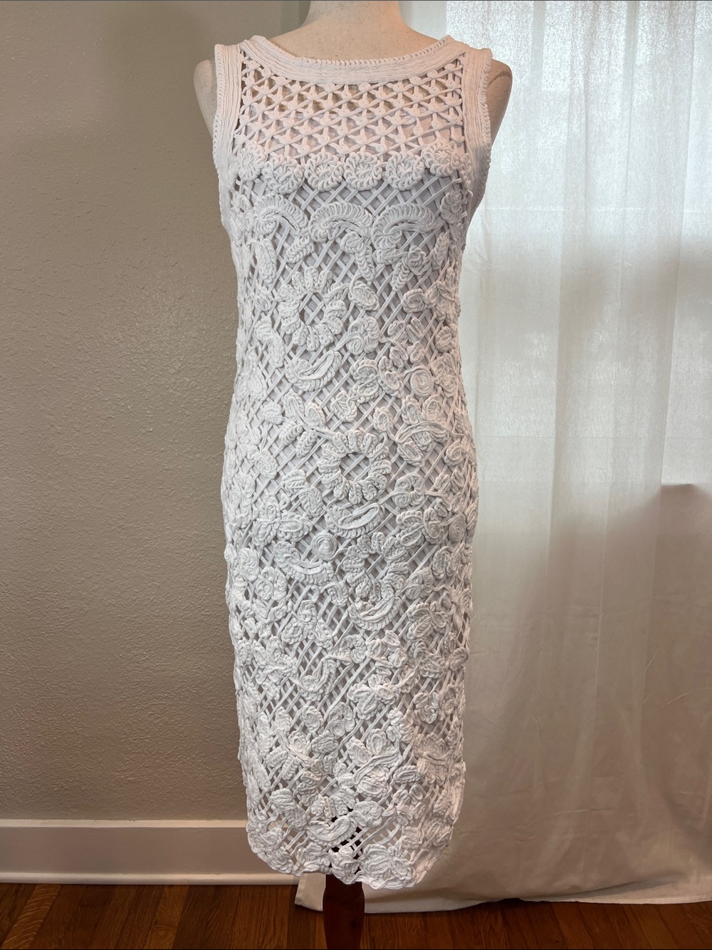 Endless Rose White Crochet Midi Dress. Size M/L. NWT